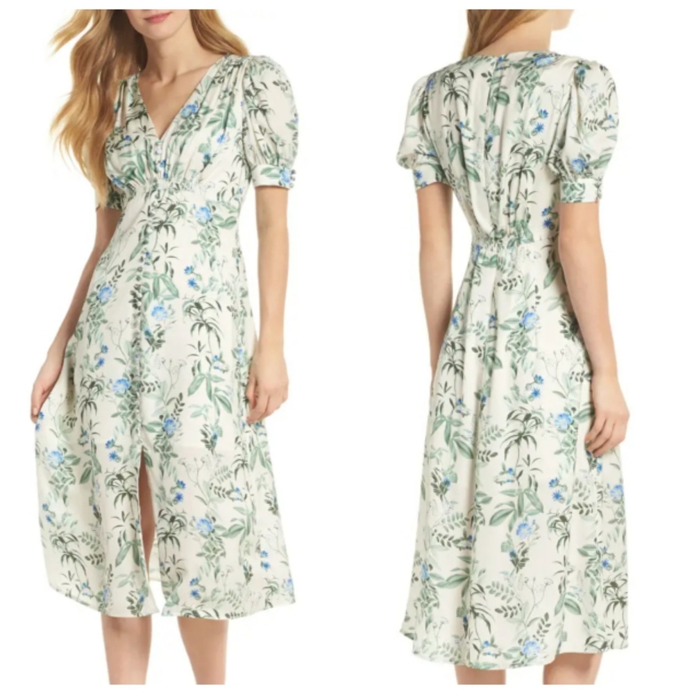 NWT Gal Meets Glam Lauren Garden Print Midi Dress